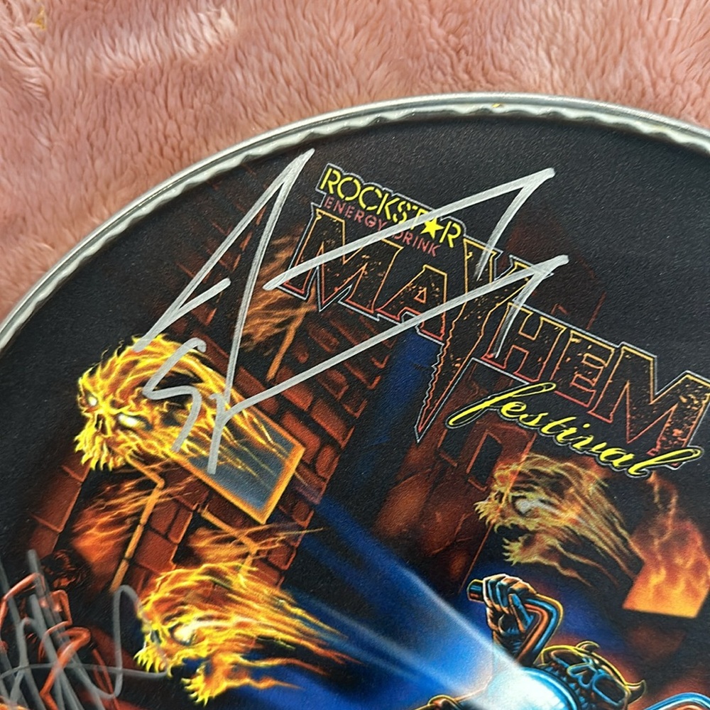 Five Finger Death Punch FFDP Autographed Rockstar Mayhem Festival Drumhead - Picture 4 of 8